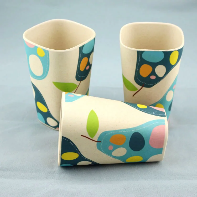 bamboo fiber fashion eco-friendly blue printed color cup bowl plate jug dinner set