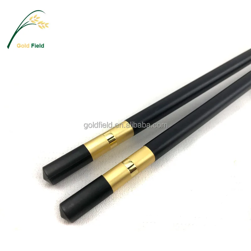Hot-sale Black with Golden Banner Alloy  Chopsticks Washer Safe commercial use  PPS Fiberglass chopsticks 26CM