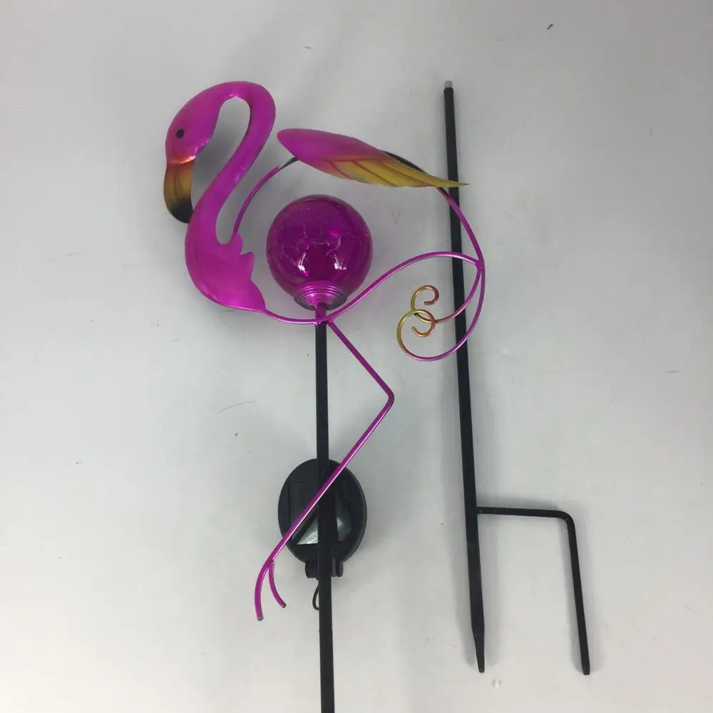 Solar Power  Flamingo Metal Stake Pathway Solar Garden Light