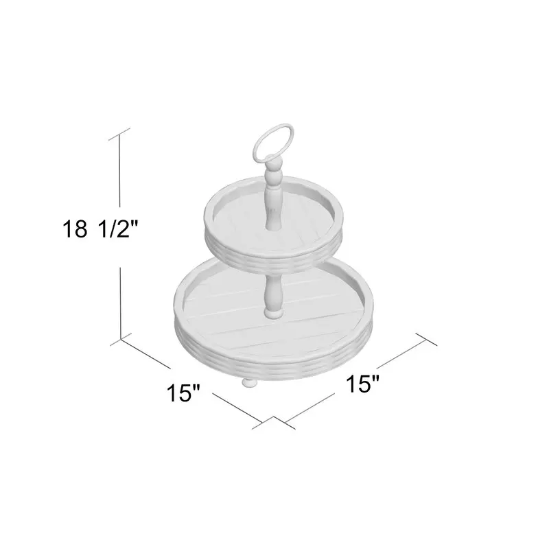 
Round 2-Tier Stand Ottoman/Rustic Black Coffee Table Tray/ Wooden Ottoman Serving Tray 
