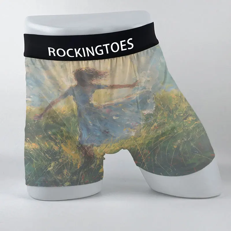 Rockingtoes custom dancing gril design for man polyester white blank sublimation underwear boxer