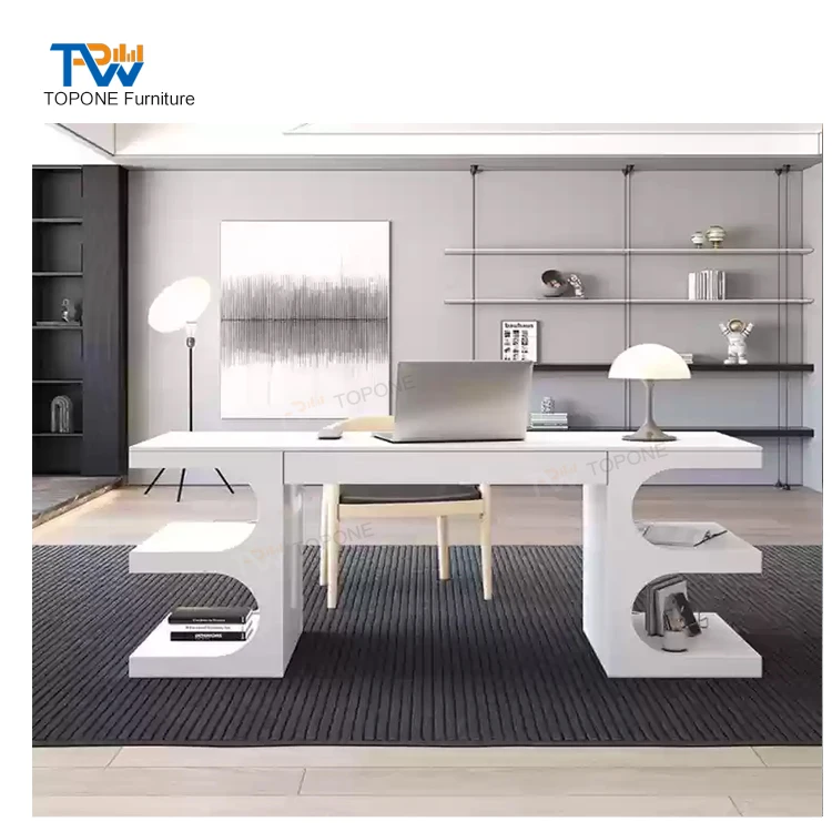 White Black Modern Fashion Home Office Ceo Manager Boss Baking Varnish Executive Computer Desk For Office