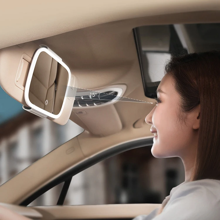 Three Color Adjustable Car Visor mirror Touch Sensor Vanity Mirror with LED Lights Cosmetic Travel Makeup Mirrors