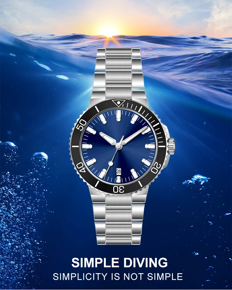 Luxury Fashion Stainless Steel Luminous Sports 30ATM Custom Logo Wrist Diver Automatic Mechanical Watches Men