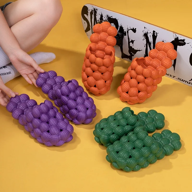 Free shipping stock green orange pink red  slides shoe slippers footwear colorful for women men bubble slides  shoes slippers