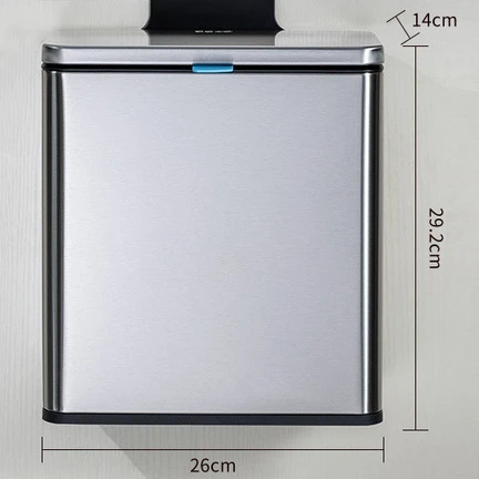 Wall Mounted Stainless Steel Activated Carbon Home Waste Bin  Hanging Dust bin  Trash Can for Cabinet Door with Lid