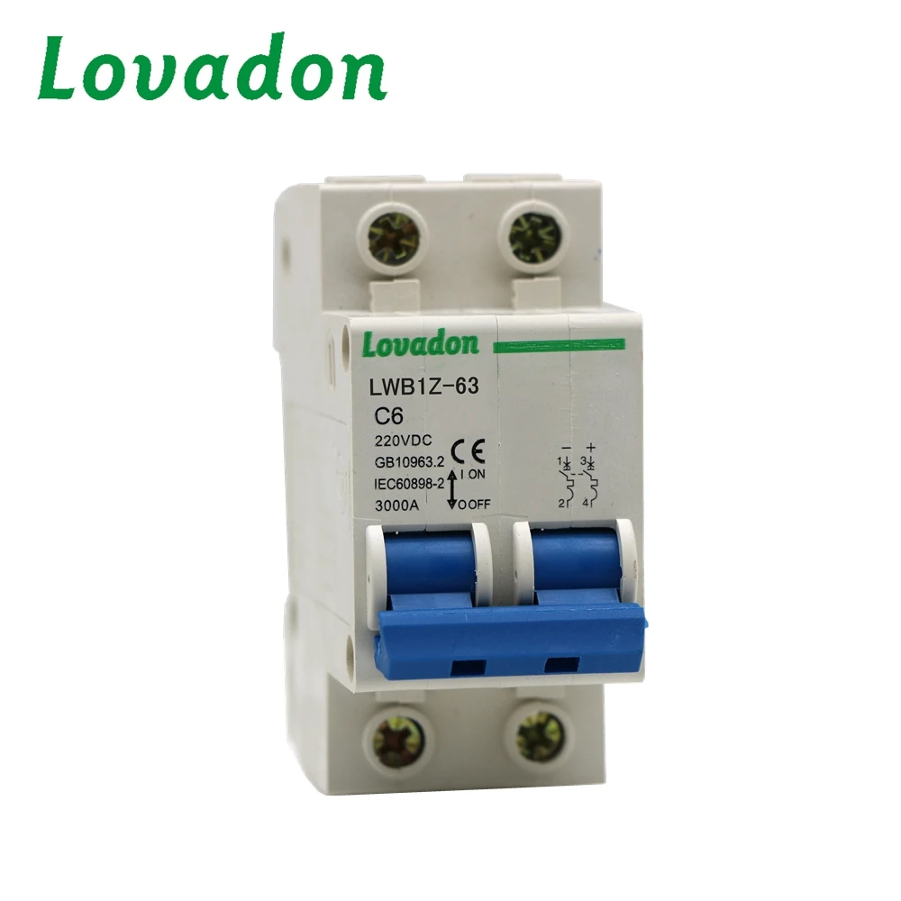 10A 32A DC220V Mcb Выключатель 2-полюсный Электрический миниатюрный выключатель