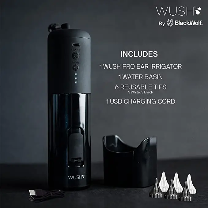 Wush Pro By Black Wolf  Portable Electric Ear Wax Removal Earwax Cerumen Automatic Earwax Removal Ear Cleaner