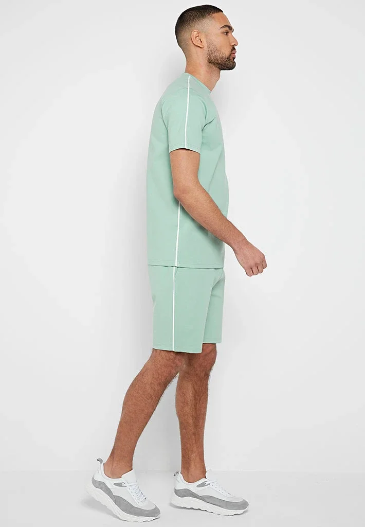 
Custom Two Piece Short Set Cotton White Stripe Jogging Suit for Men Two Piece Short Set Muscle Running Short Set 