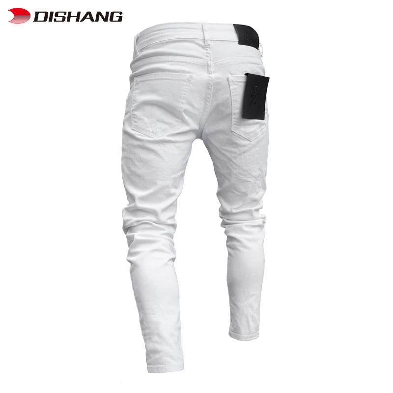New Jeans for Men Ripped Trousers Denim Pants Original White Jeans High Quality Slim Fit