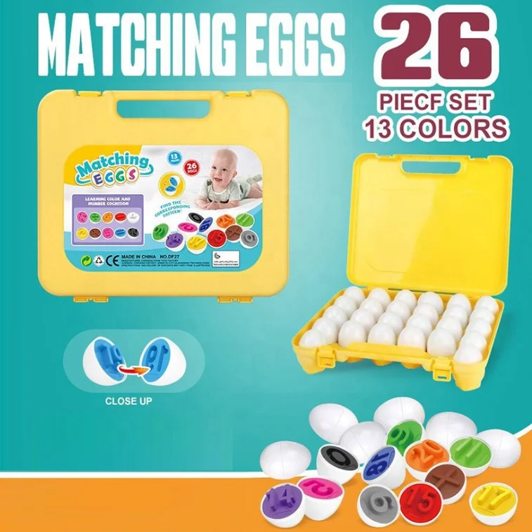 Montessori Educational Toys 26pcs Number Matching Eggs Game Learning Color and Number Recognition Sorter Puzzle Match Eggs Set