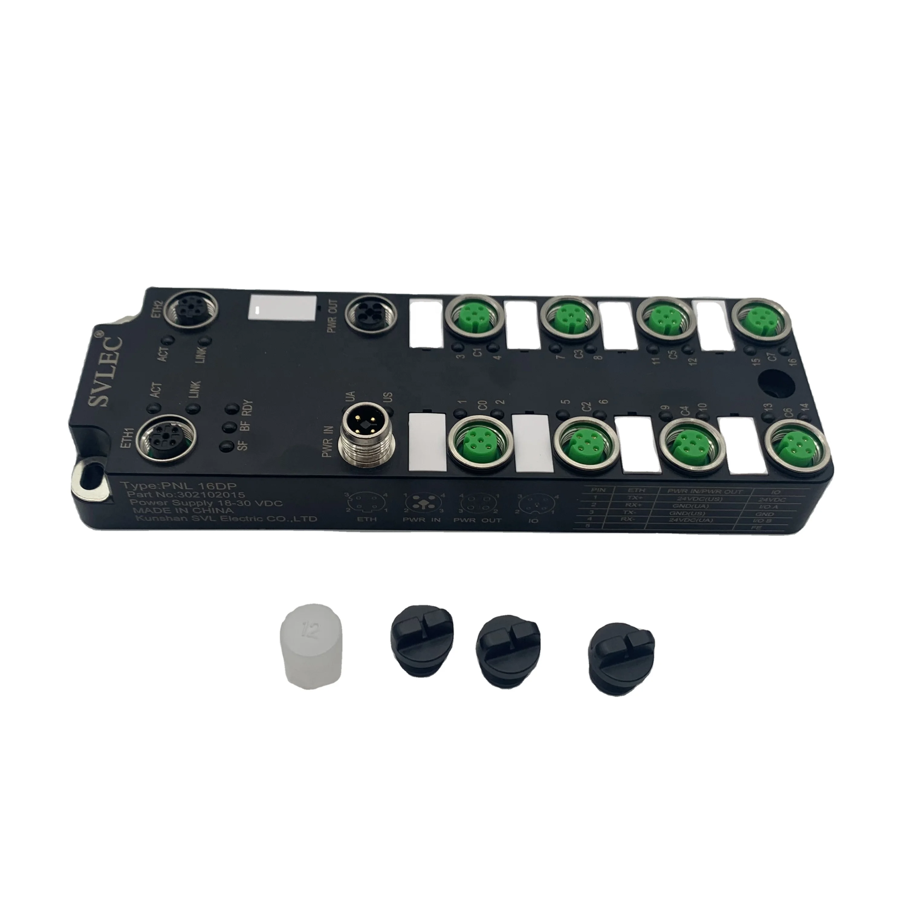 SVLEC IP67 Industrial Plastic M12 8 Ports Profinet 16DI 16DO Configurable Remote I/O Module