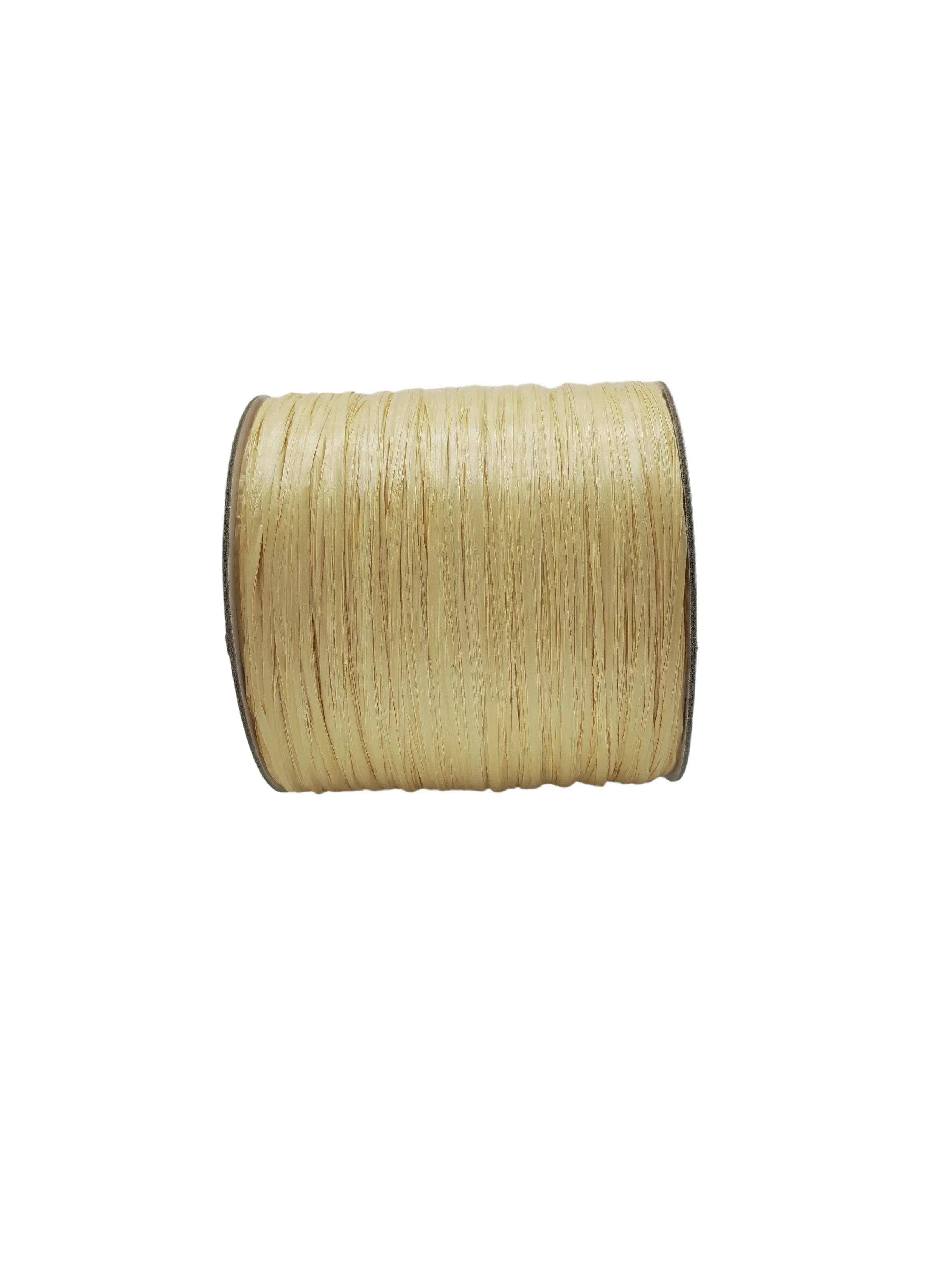 Eco-friendly Sustainable Raffia Weaving Knit Raffia Yarn For Crocheting Basket Recycled PP 050 Khaki