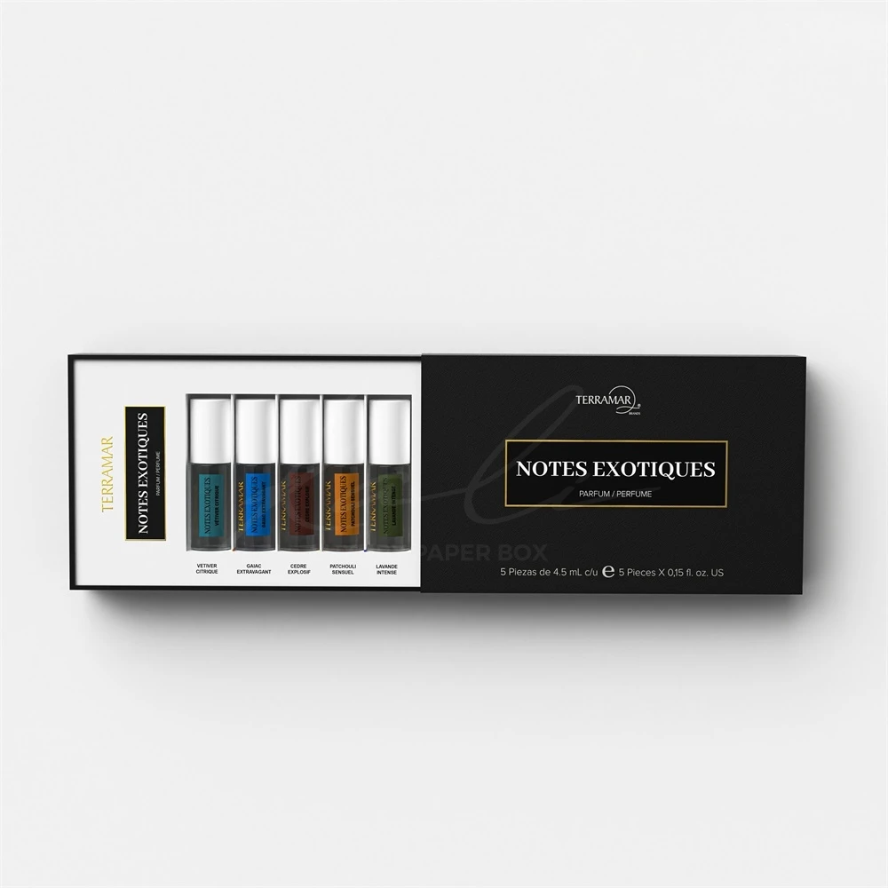 Custom Logo Printed Gift Slide Drawer Tester Box Perfume Miniature Sample Set Packaging 10ml Perfume Vial Bottles With Box