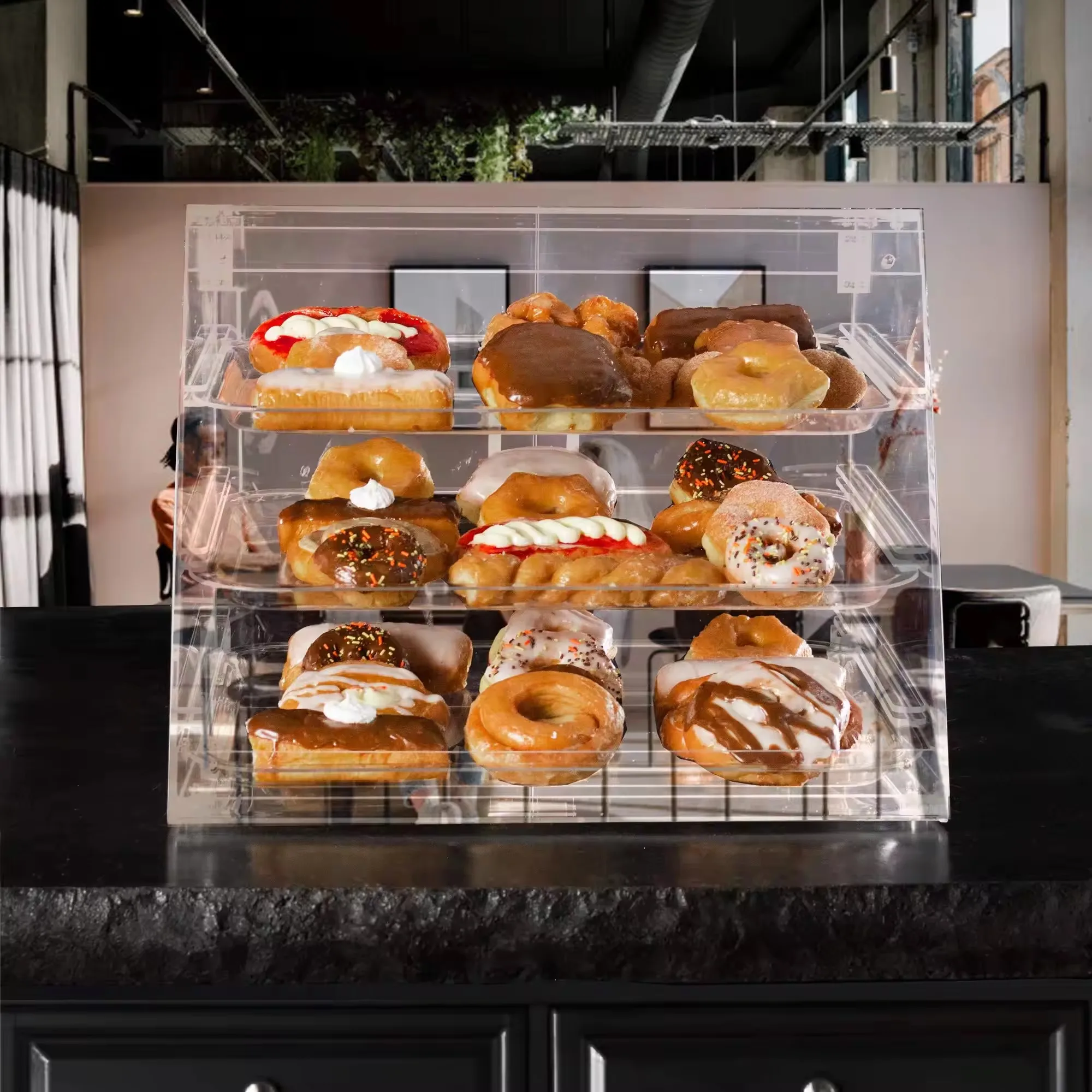 3 Tray Acrylic Bakery Display Case Commercial Countertop Pastry Display Case Pastry Shop Display Case