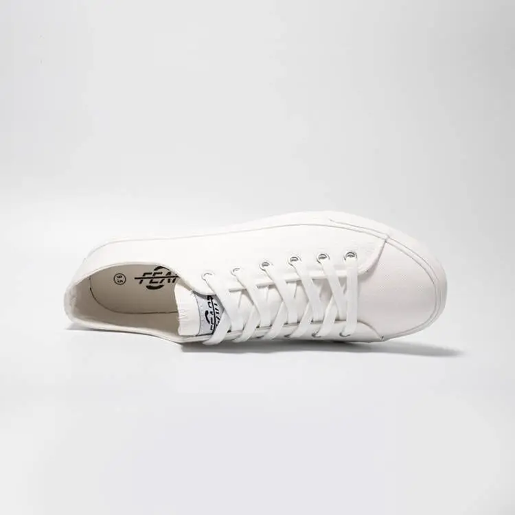 Mens Custom Made Plain White Sneakers Daily-wear Casual Shoes Canvas Trendy Shoes