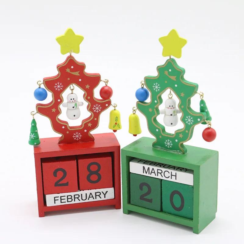 Christmas ornaments wooden Christmas tree calendar office  desktop Christmas countdown calendar building blocks
