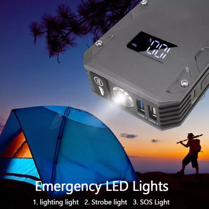 Emergency Tool 12000mAh Multi-function 12V Portable Auto Battery Booster Power Bank Car Jump Starter