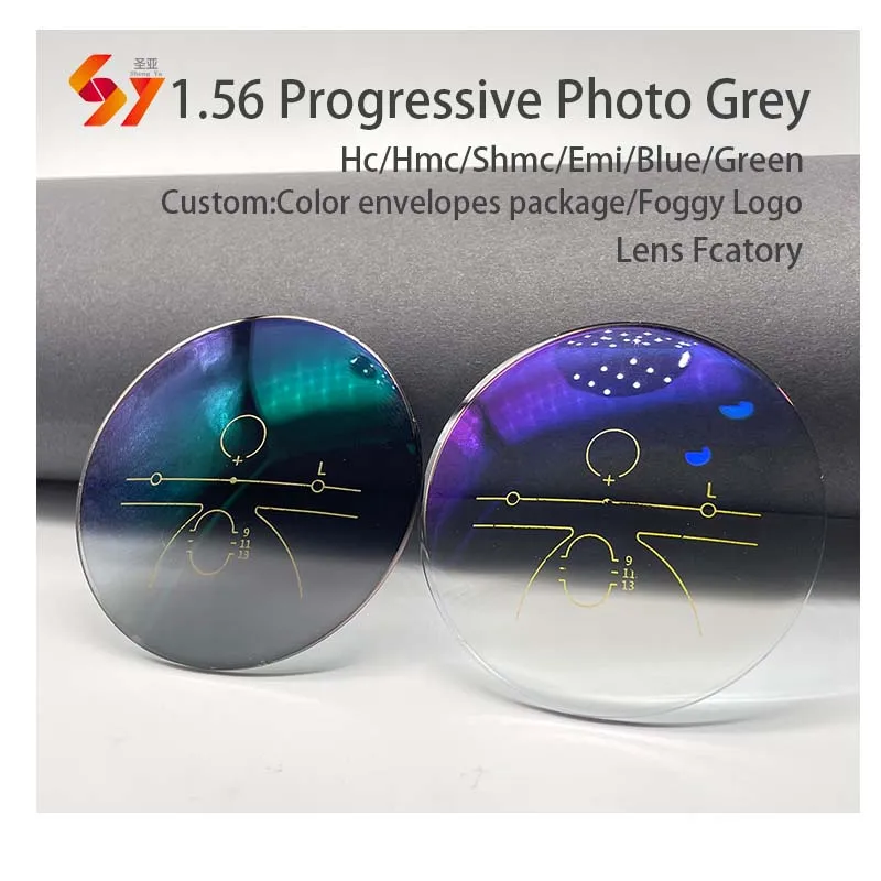 1.56 hmc progressive photochromic manufacturers cr39 spectacle lentes opticos optic optical progressive photogrey lenses lens