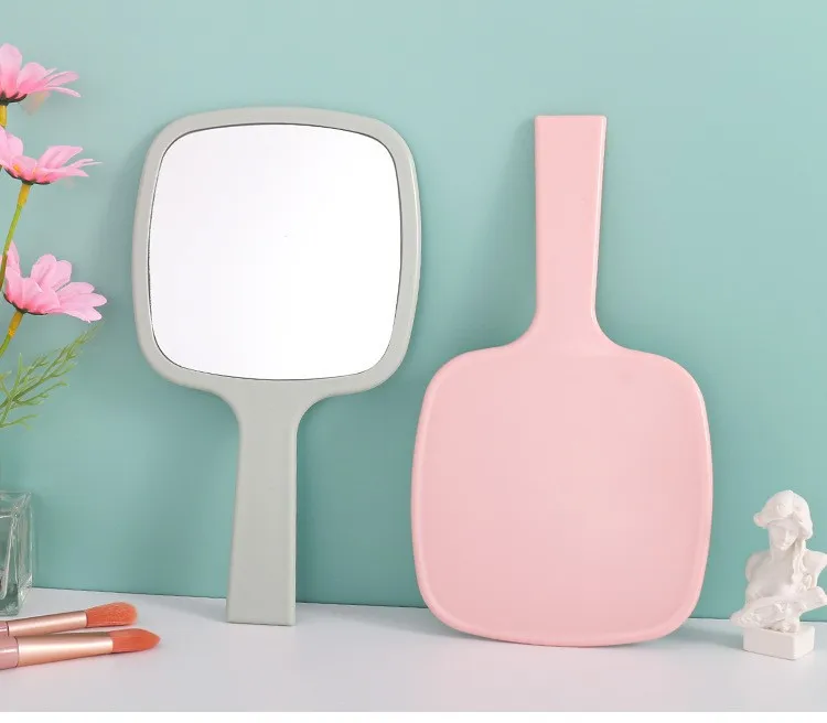 ZONZHU 2Pc MOQ Square Handel Make up Mirror ABS High Definition Mirror Surface Customize Logo Multiple Color