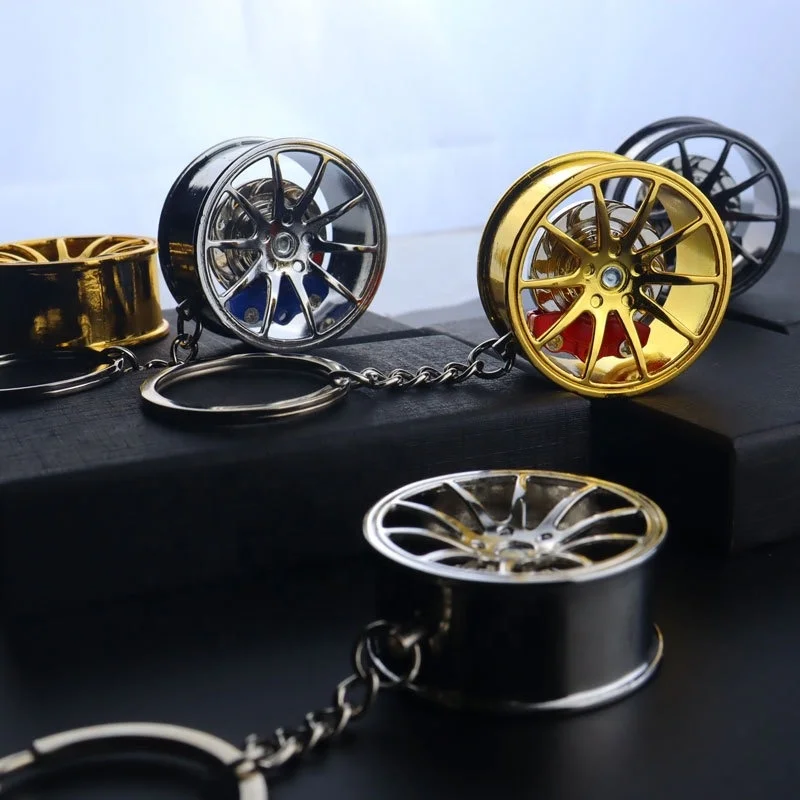 Metal Brake Wheel Turning One Piece Gun Black Key Charm Holiday Gift Mercedes Wheel Caliper Keychain