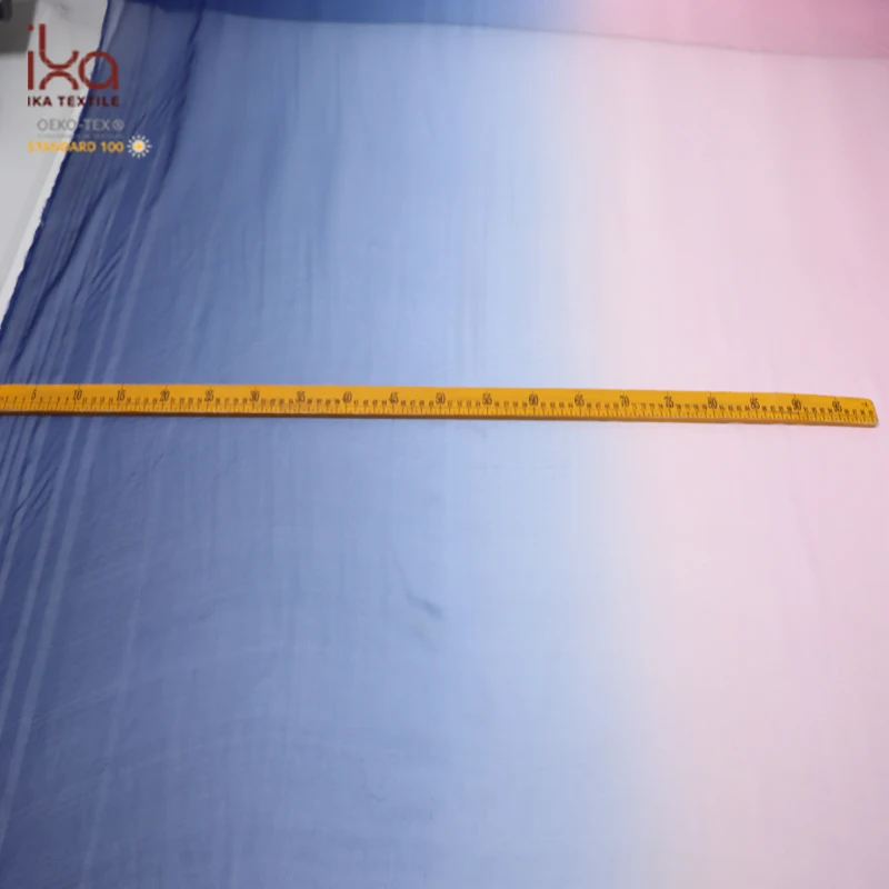 Blue Pink Gradient Digital Printed Ultra Thin Wedding Custom Undyed China Natural Silk Chiffon Fabrics for Dress
