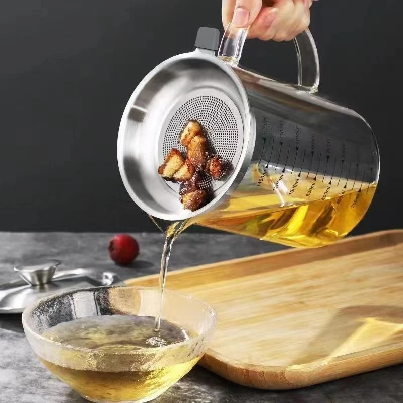 Low Price Sale Thickened Glass Oil Despenser Bottle with Stainless Steel Filter Mesh