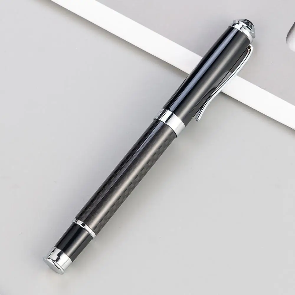  Heavy Logo Laser Engraved Metal Roller Ball Pens Biro For Gift Promotional Printed Black Carbon Fiber