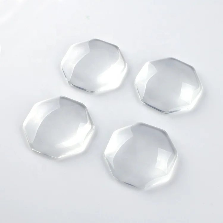 Прозрачный прозрачный кабошон Qiyue, восьмиугольник с плоской задней стороной, 35 мм, стеклянный Кабошон для ювелирных изделий