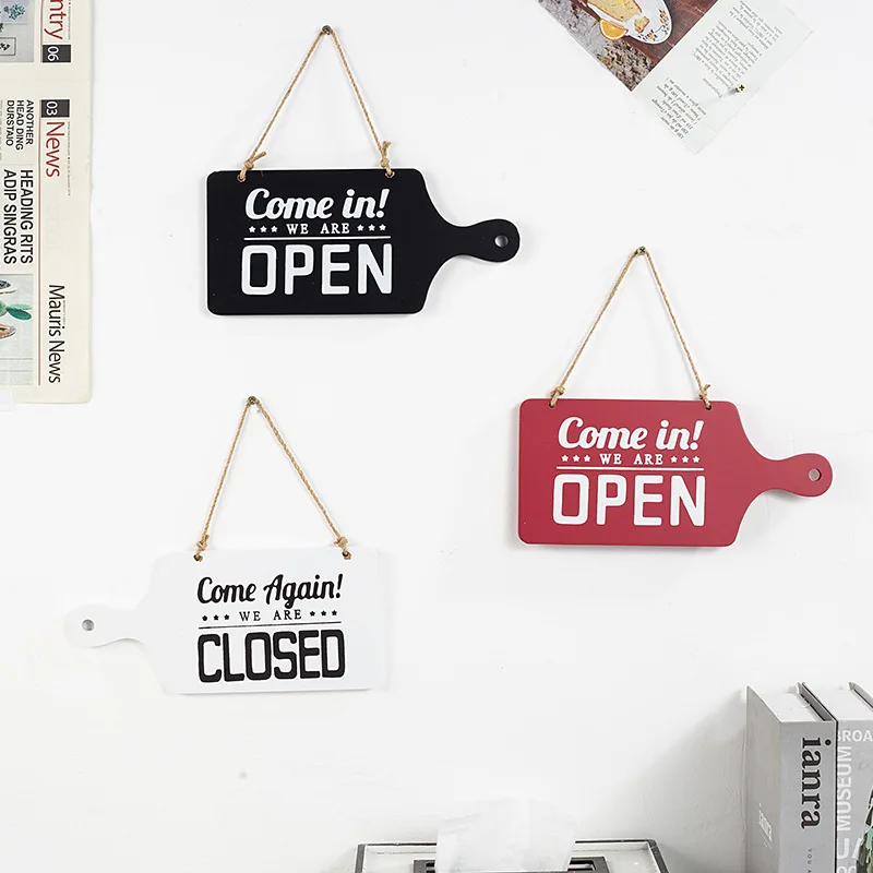 Double-sided Open/Closed License Plate Store Wall Decor Restrooms Tin Vintage Road Guide Sign Plaques Poster