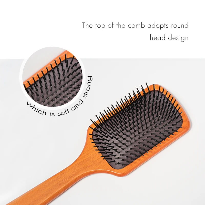 Natural Wooden Bamboo Brush and Detangle Instead of Brush Massage Scalp Cleaner Tool Eco Friendly Paddle Hairbrush for Women Men