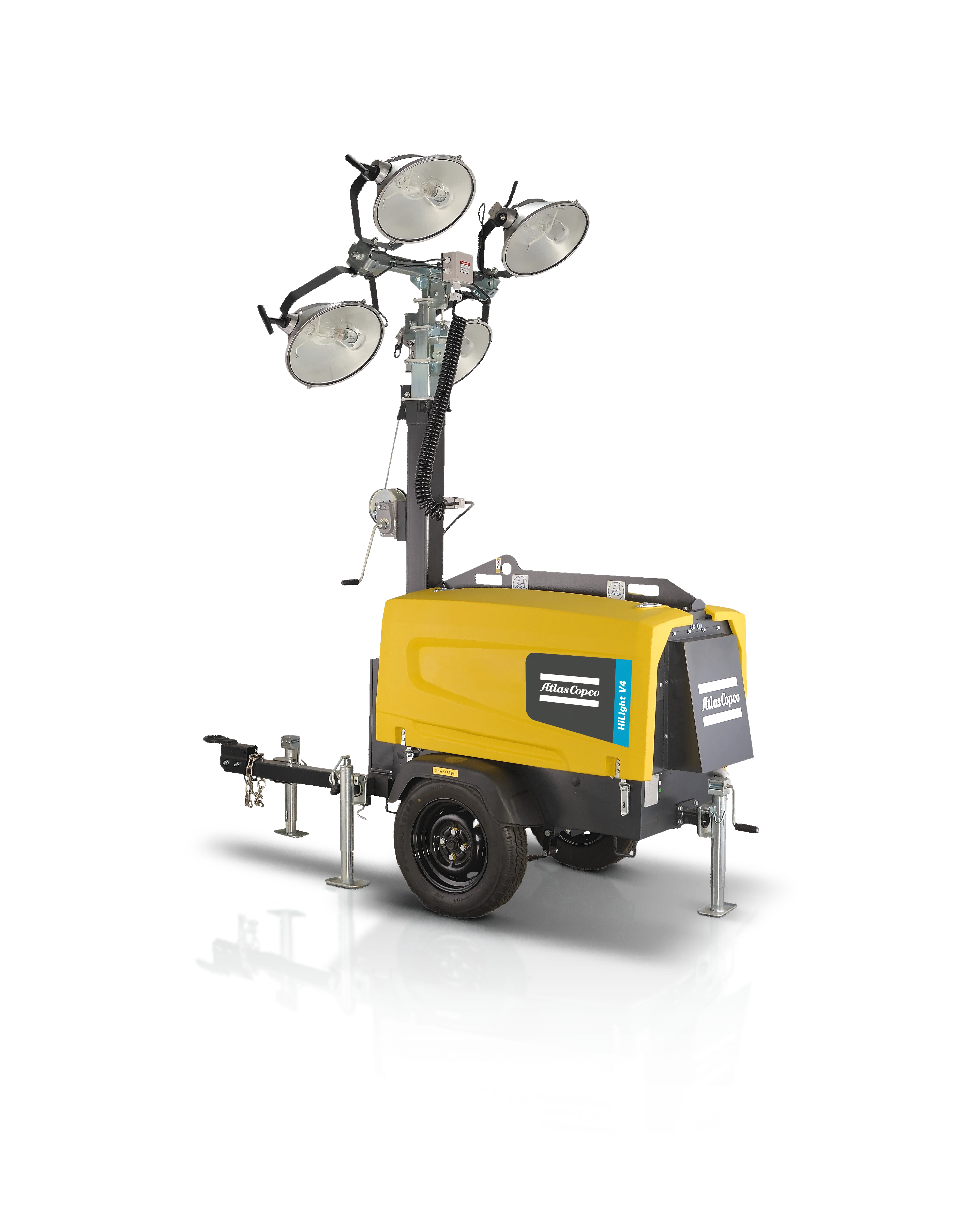 Atlas Copco HiLight V4+ V5+ Manual Portable Light Towers Outdoor 5m LED Electric Lighting Car for Industrial Use AC Power Source