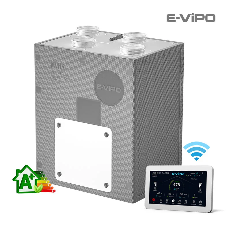 E-VIPO Vertical ERV Ventilation HVAC Fresh Air Heat Recovery Air Exchanger Recuperator Ventilation Wall Heat Recovery System