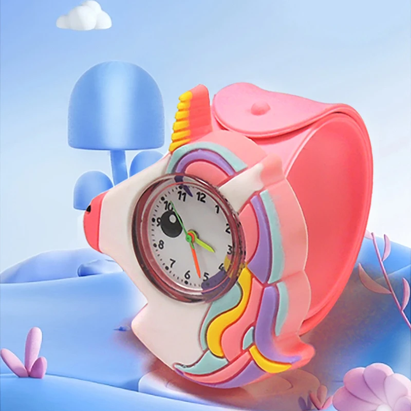 3D Cartoon Kids Watch Silicone Strap slap Wrist Creative Cute Animal Quartz Watch For Boy animal slap bracelet watch