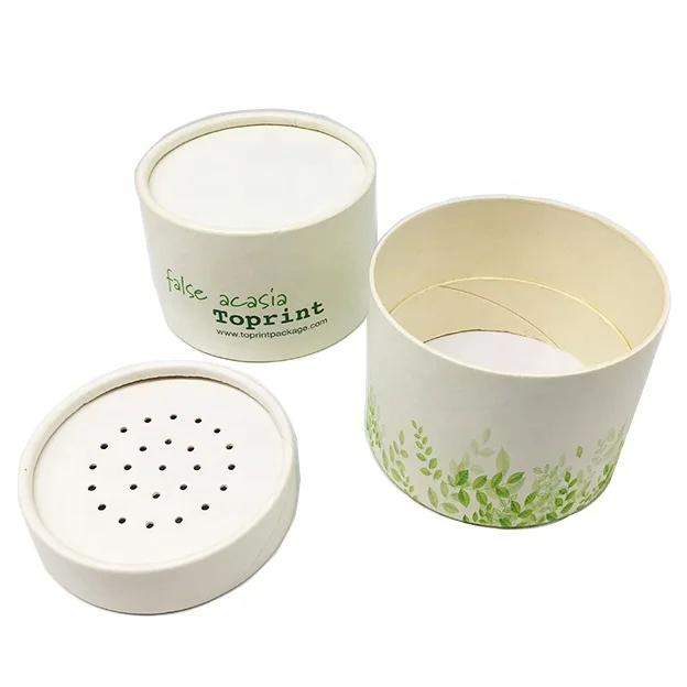 Customized Loose Powder Cardboard Cylinder Container Round Sifter Jar 50G Paper Tube With Sifter