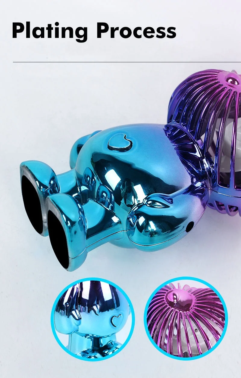 Portable mini electric cooling fan cooler plastic hand held rechargeable standing bear rabbit animal ear neck fans for women