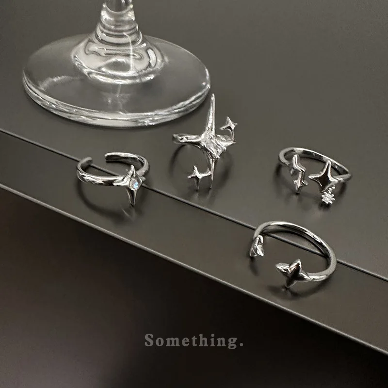 Luxury Zircon Starburst Open Ring Women Ins Trendy Niche Design High-End Fashion Personalized Index Finger Ring