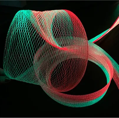 Decorative fiber optic cable fabric mesh lights for outdoor tree landscape lighting