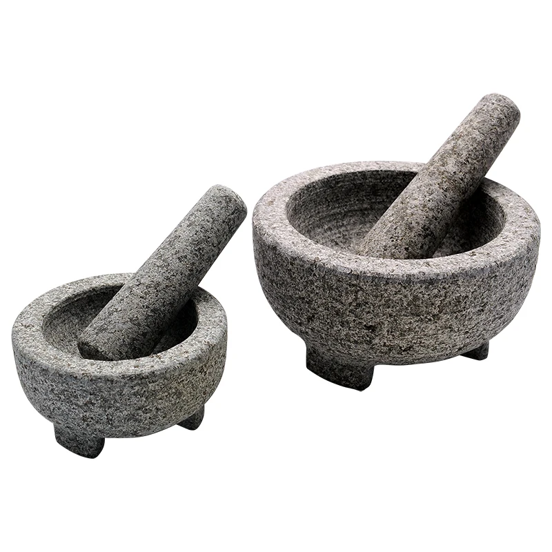 Best Mexico Molcajete Natural Stone Granite Mortar and Pestle set for Kitchen and Restaurant