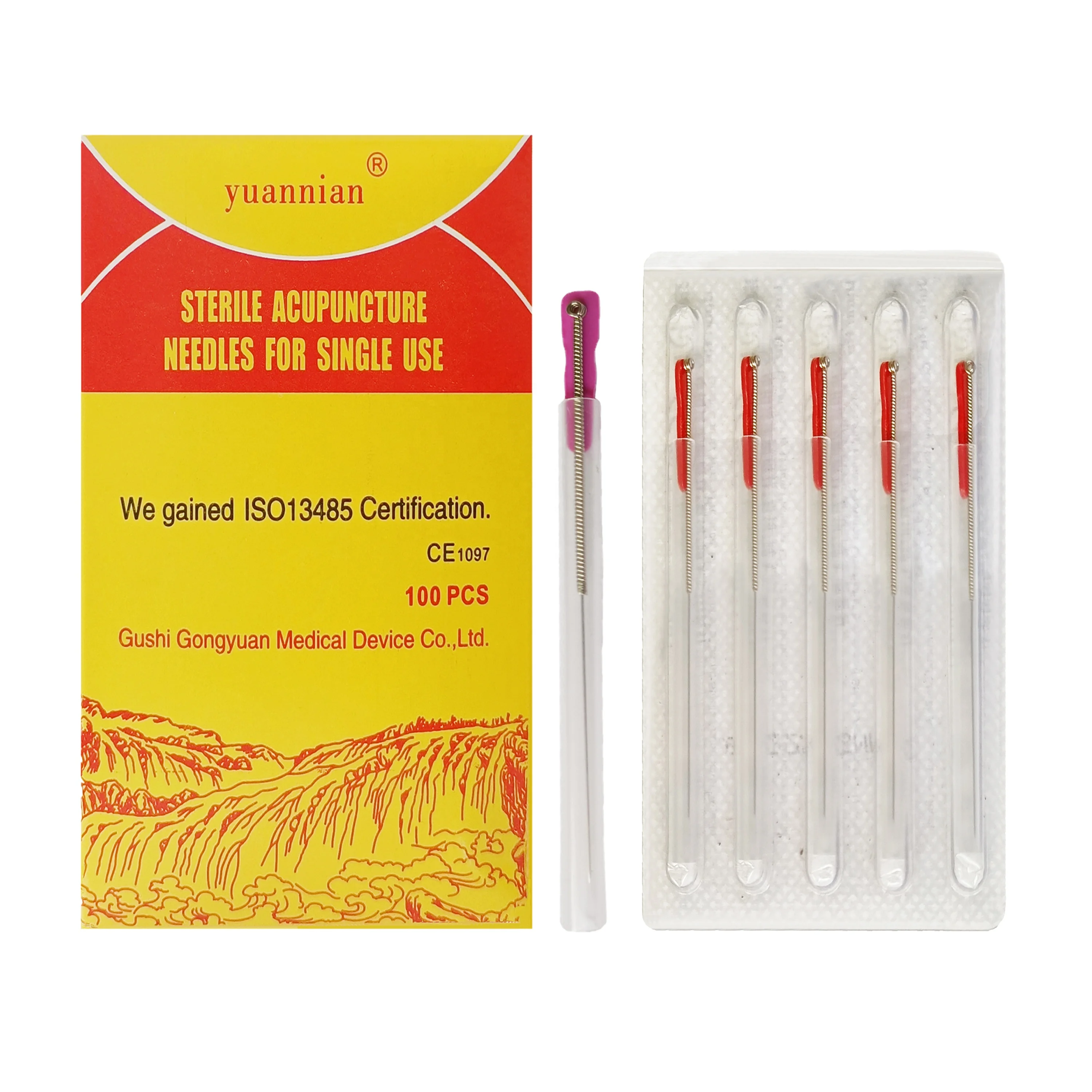 Acupuncture Needles with Tube stainless steel handle without loop 100pcs Wholesale  Sterile Disposable