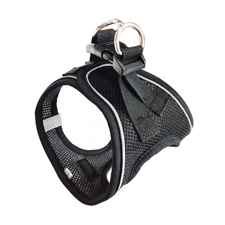 Custom Light Breathable Material Rotatable Secure Buckles Night Reflection Pet Dog Harness Vest With PVC Label