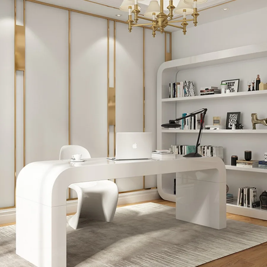 Best Quality Luxury Boss Office Desk Creative High Gloss Finish Computer Aesthetic Table Stylish Simple Design Meeting Desk
