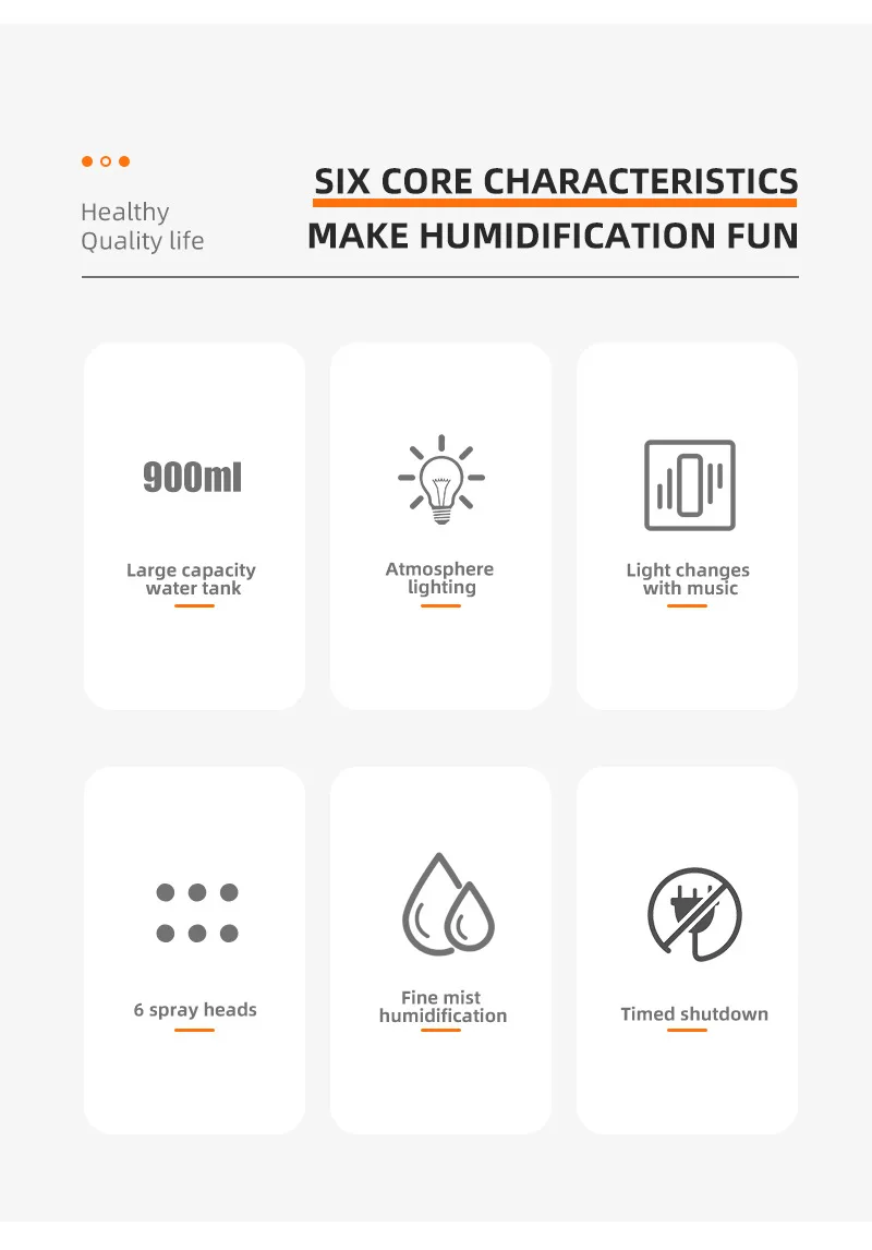 Hot Sale In Stock Large Capacity 900ml Mist Colorful dynamic lighting effect humidifier Safe smart fog maker with Timer