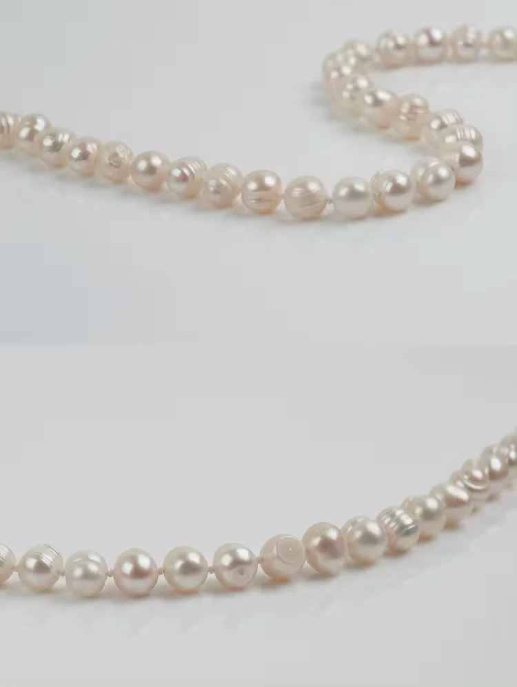 16 Inch Potato Shape Pearl Necklaces 7-8MM Copper Material Wholesale Natural Freshwater Pearl