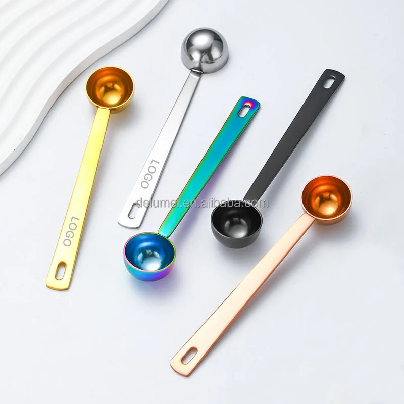 Custom 5ml 1tsp Stainless Steel 304 Measuring Spoons Long Handle 18/8 Eco-Friendly Tea Milk Coffee Water Metal Measuring Scoops