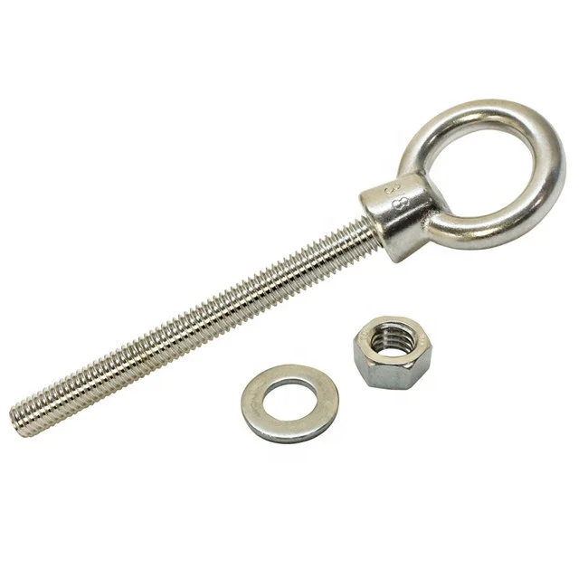 Factory Price Stainless Steel Eye Bolt  Any Length Of Screw Available With Double Washers