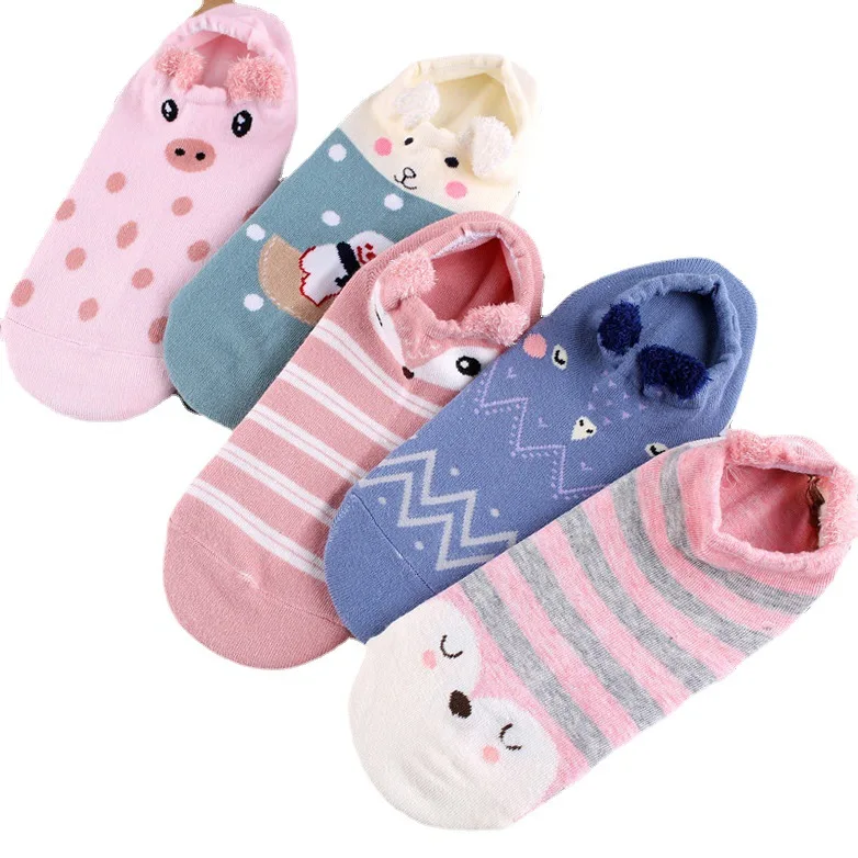 2022 Fashion Socks New Spring Cotton Cartoon Invisible Socks Cute Candy Color Ankle Boat Socks