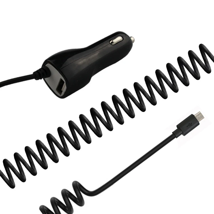 Автомобильное зарядное устройство USB с 1M bulit в пружинный кабель для Samsung мобильного телефона автомобильного зарядного устройства