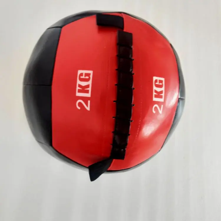 Pu soft wall ball double holder fitness ball color green 6kg medicine ball made in China