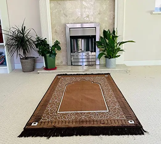 Turkey Anti Slip Rug Soft Silky Smooth Synthetic Velvet Prayer Mat Carpet for Bedroom